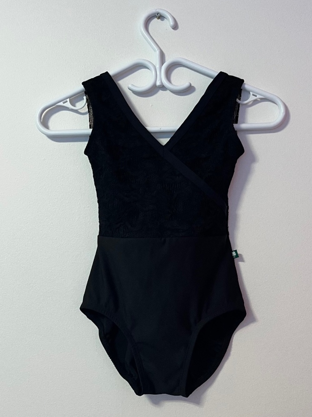 Lucky Leo Black Lace Enchant Leotard EUC